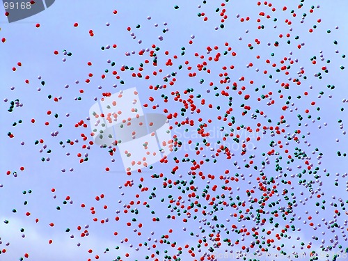 Image of Many balloons flying in the sky