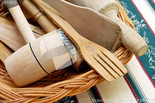 Image of Wooden kitchen equipment