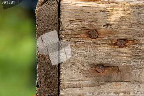 Image of Wood texture with rusty nails