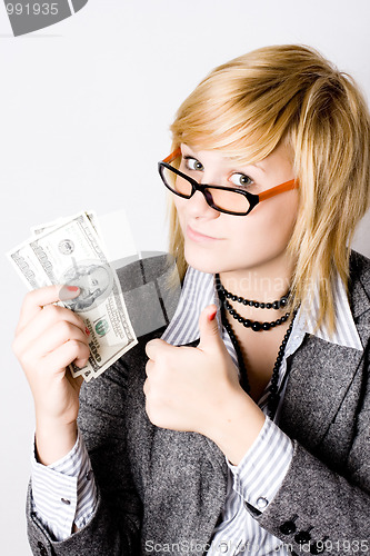 Image of businesswoman with money