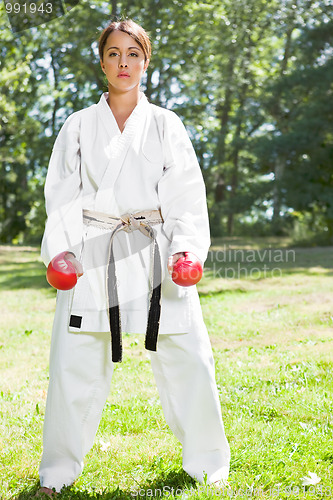 Image of Asian practicing karate