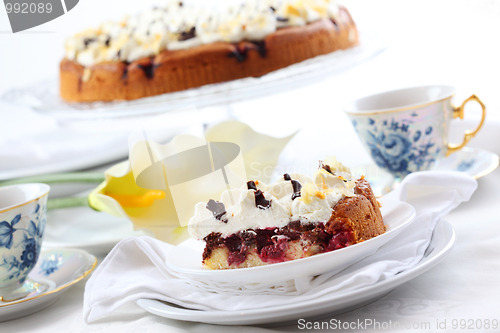 Image of Cherry sponge cake with cream