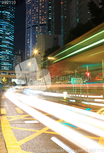 Image of traffic in city at night