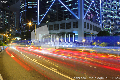 Image of Fast moving cars at night