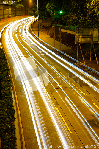 Image of light trails on highway