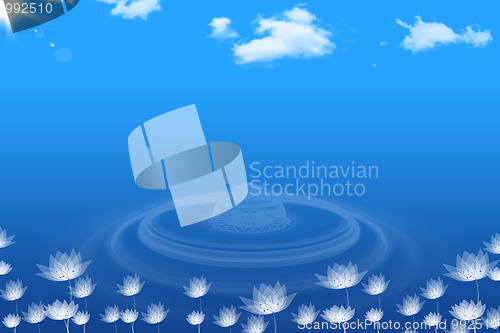 Image of Abstract background of Lotuses and blue sky