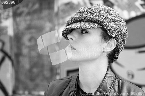 Image of Woman wearing a wool cap