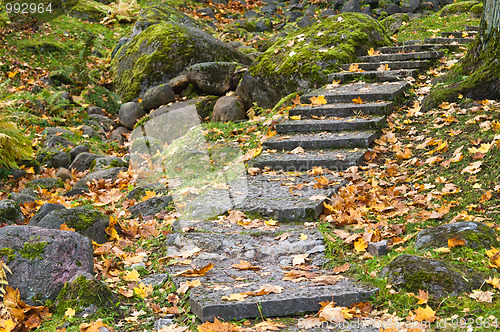 Image of Stone ladder in autumn park Kadriorg, Tallinn