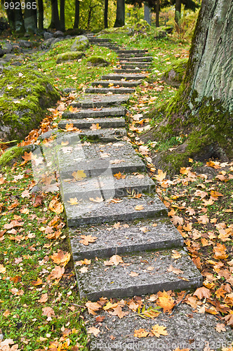 Image of Stone ladder in autumn park Kadriorg, Tallinn