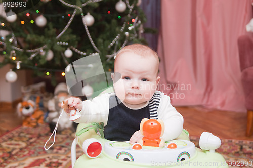 Image of The kid at a New Year tree
