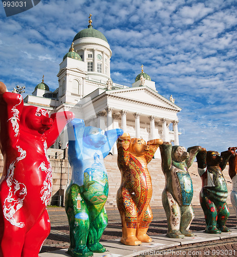 Image of HELSINKI, FINLAND - SEPTEMBER 27: United Buddy Bears exhibition visiting on Senate Square with their 20th exhibition from 1 September to 26 October 2010 on September 27, 2010 in Helsinki, Finland 