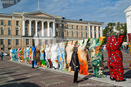 Image of HELSINKI, FINLAND - SEPTEMBER 27: United Buddy Bears exhibition visiting on Senate Square with their 20th exhibition from 1 September to 26 October 2010 on September 27, 2010 in Helsinki, Finland 