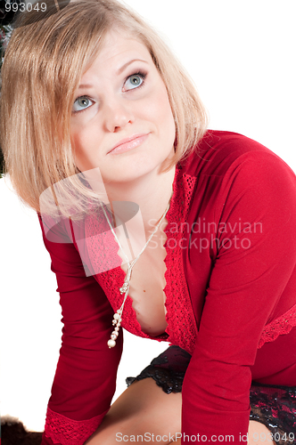 Image of Beautiful woman in red