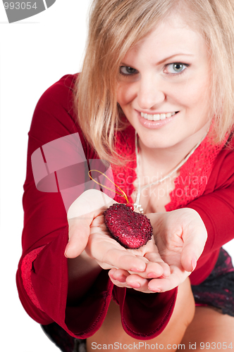 Image of Beautiful woman hands with toy