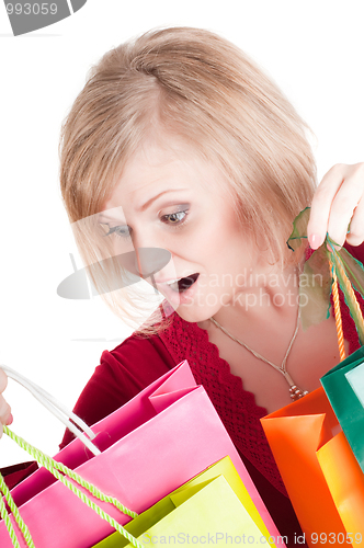 Image of Beautiful woman with shopping bags