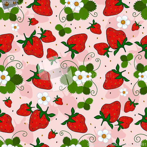Image of Pink repeating pattern with a strawberry
