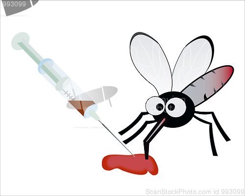 Image of Syringe with blood and midge drinker blood