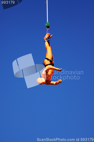 Image of Orange Bungee Jumper At The Rat Race Urban Adventure Event In The City Of London 25th September 2010