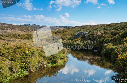 Image of Landscape with river and blue sky