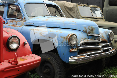 Image of Vintage Rusty Cars in the Museum