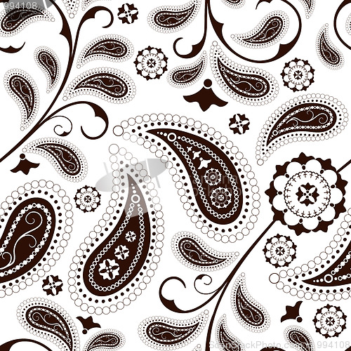Image of Seamless white-brown floral pattern 