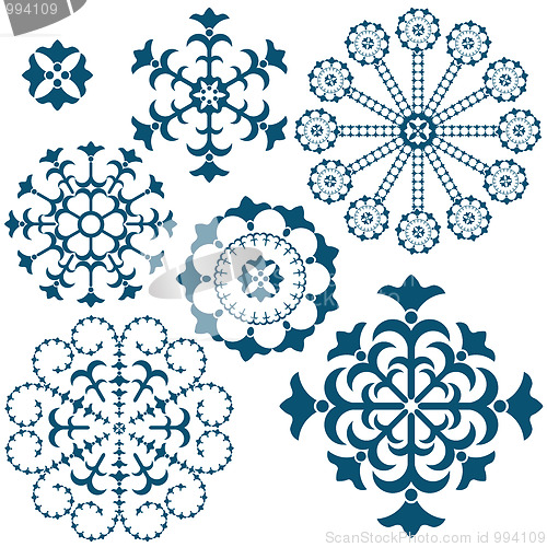 Image of Set blue vintage snowflakes