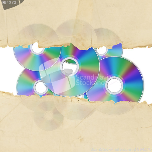 Image of vintage torn paper and cd