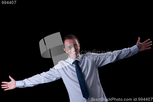 Image of happy  man with open arms