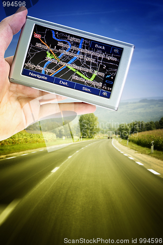 Image of GPS in a man hand.