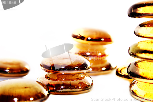 Image of Lot of Orange Pills - Towers. Macro & Isolated on white