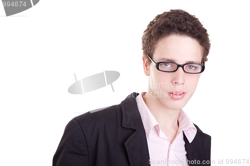 Image of portrait of a young man with glasses