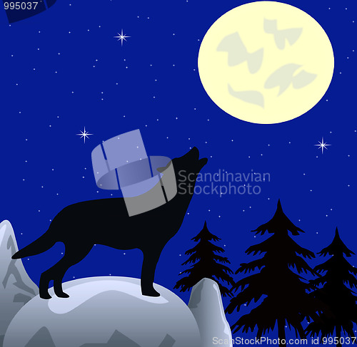 Image of Wolf wails on moon