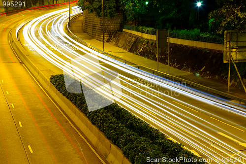 Image of traffic in city at night