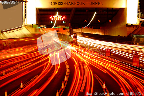 Image of busy traffic hour in cross harbour tunnel