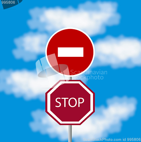 Image of Traffic signs on background sky