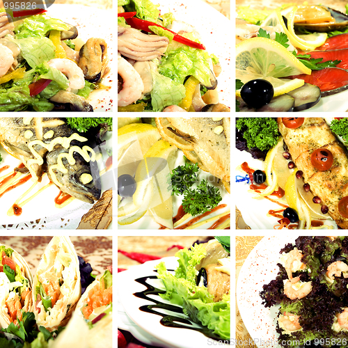Image of Collection of seafood dishes