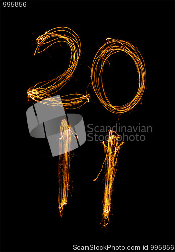 Image of Year 2011 in sparklers on two lines