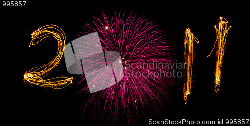 Image of 2011 sparklers with zero as pink firework