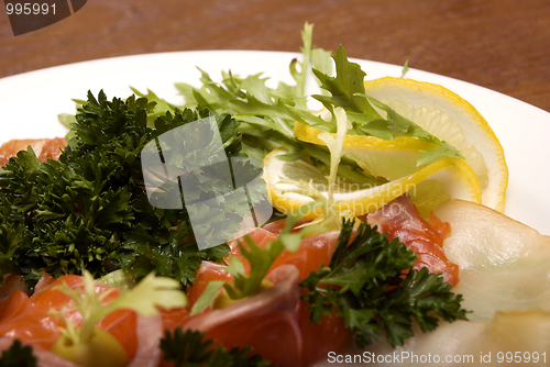 Image of Appetizer made of meat and fish    