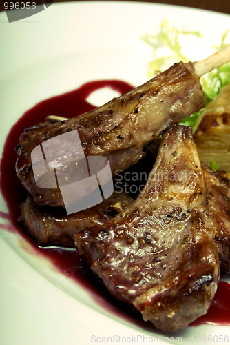 Image of Fried meat  on white plate  