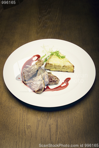 Image of Fried meat  on white plate