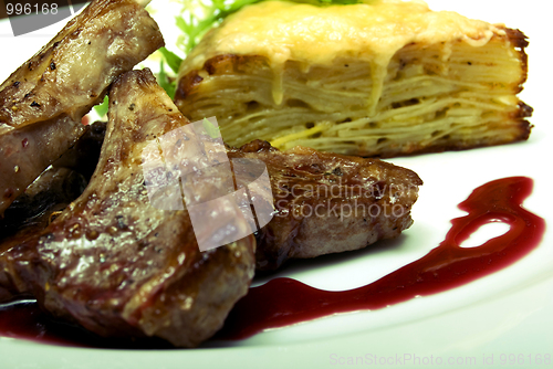 Image of Fried meat  on white plate