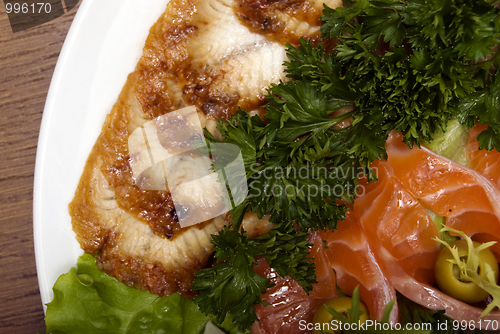 Image of Appetizer made of meat and fish     