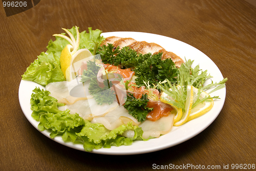 Image of Appetizer made of meat and fish   