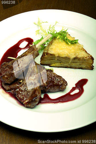 Image of Fried meat  on white plate  