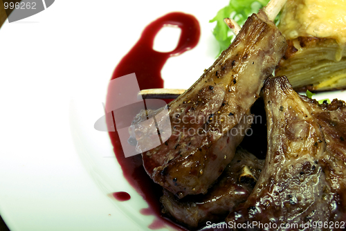 Image of Fried meat  on white plate  