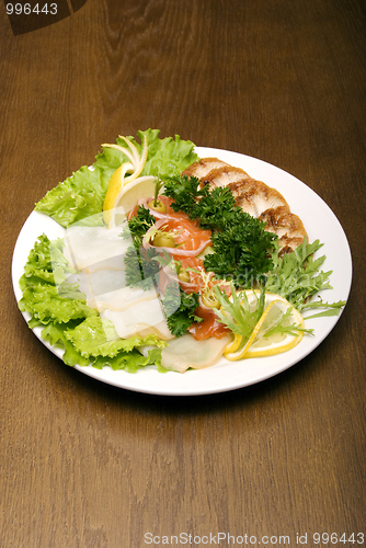 Image of Appetizer made of meat and fish     