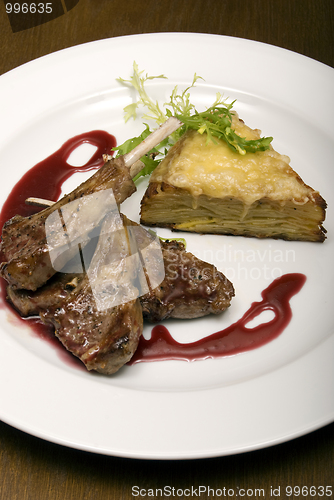 Image of Fried meat  on white plate  