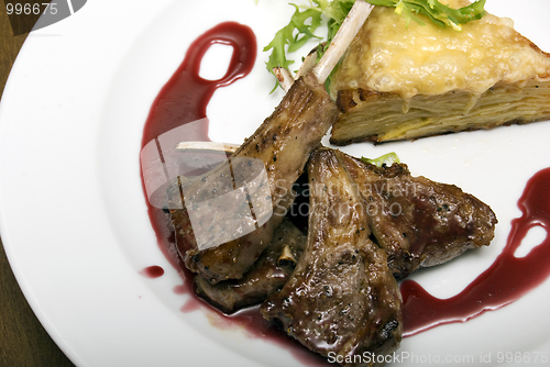 Image of Fried meat  on white plate  