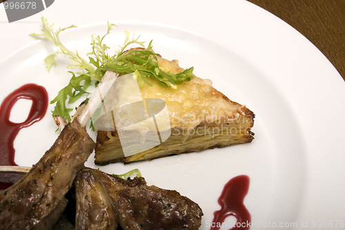 Image of Fried meat  on white plate  